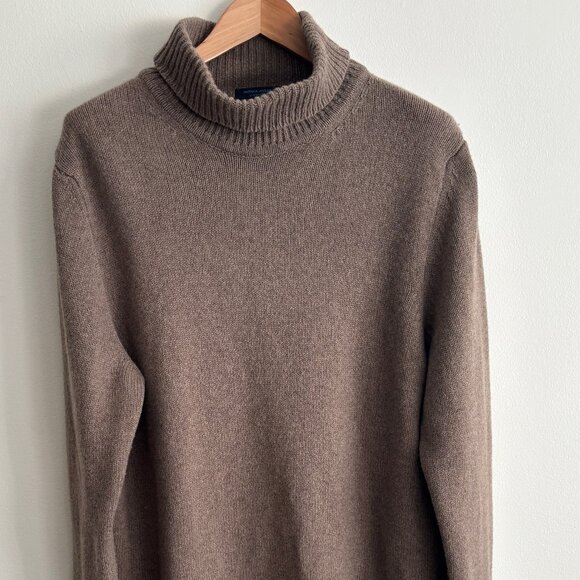 $595 PATRICK ASSARAF Light Brown/ Taupe Turtleneck Cashmere Sweater Italy -Large - Picture 1 of 6